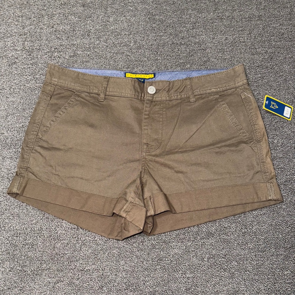 NWT Prince & Fox Beachcomber Shorts Womens 10 Brown Cuffed Stretch Cotton Chino
